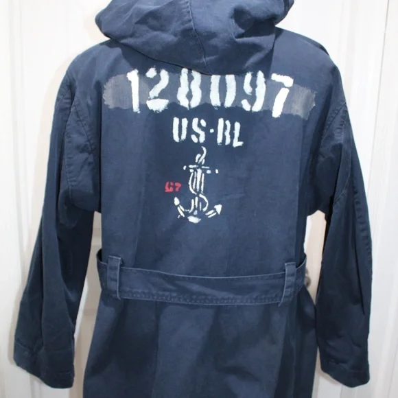90’s \"Polo by Ralph Lauren\" yacht parka Vintage Polo Sport Ralph Lauren Jacket Men Large Blue Rain